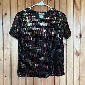 Vintage Rainbow Sequined Blouse